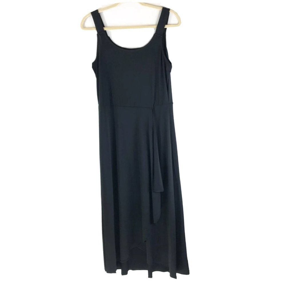 Brooke Shields Timeless Sleeveless Maxi Dress Stretch Draped Black XS